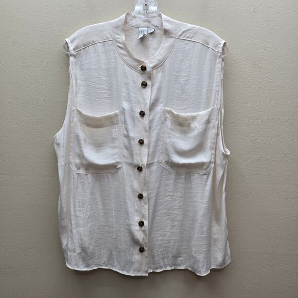 Joie Sleeveless Button-Front Shirt Blouse Top Minimalist Cream Size XL NWOT - Picture 1 of 6